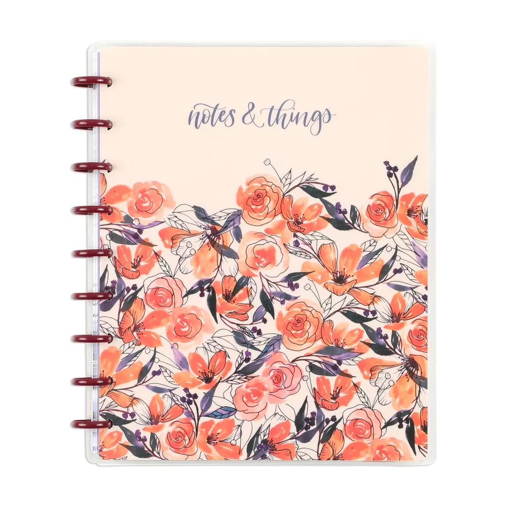 Happy Planner 60 Page Dot Lined Notebook with 3 Dividers, Peggy Dean, Classic Sized 9.25” x 7”
