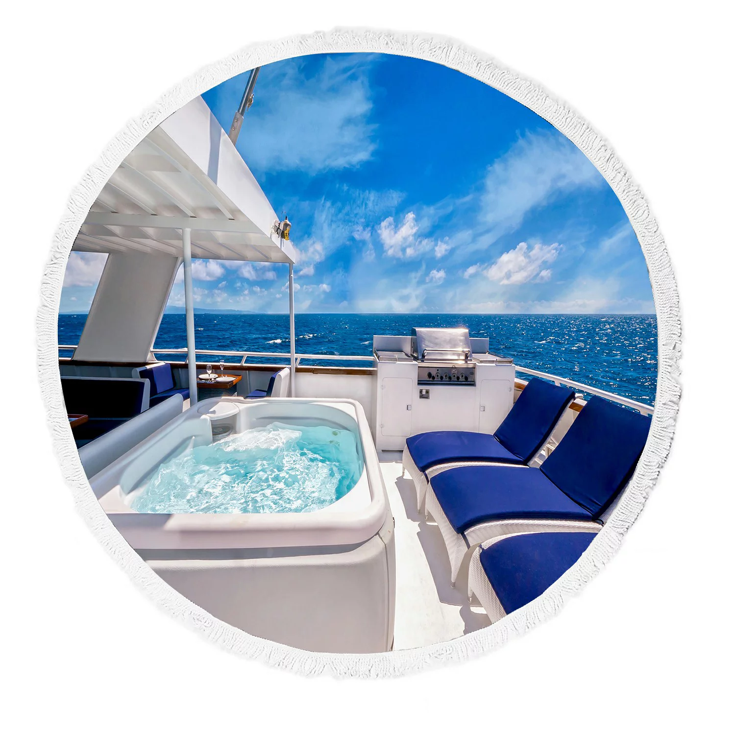 ECZJNT yacht hot tub spa deck chairs barbecue tropical water Beach Towel Beach Blanket Beach Yoga Mat