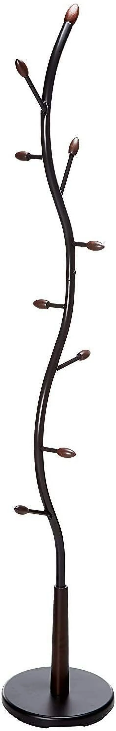 CHNBVC - Black Metal & Walnut Wood Hall Tree Coat & Hat Rack Stand