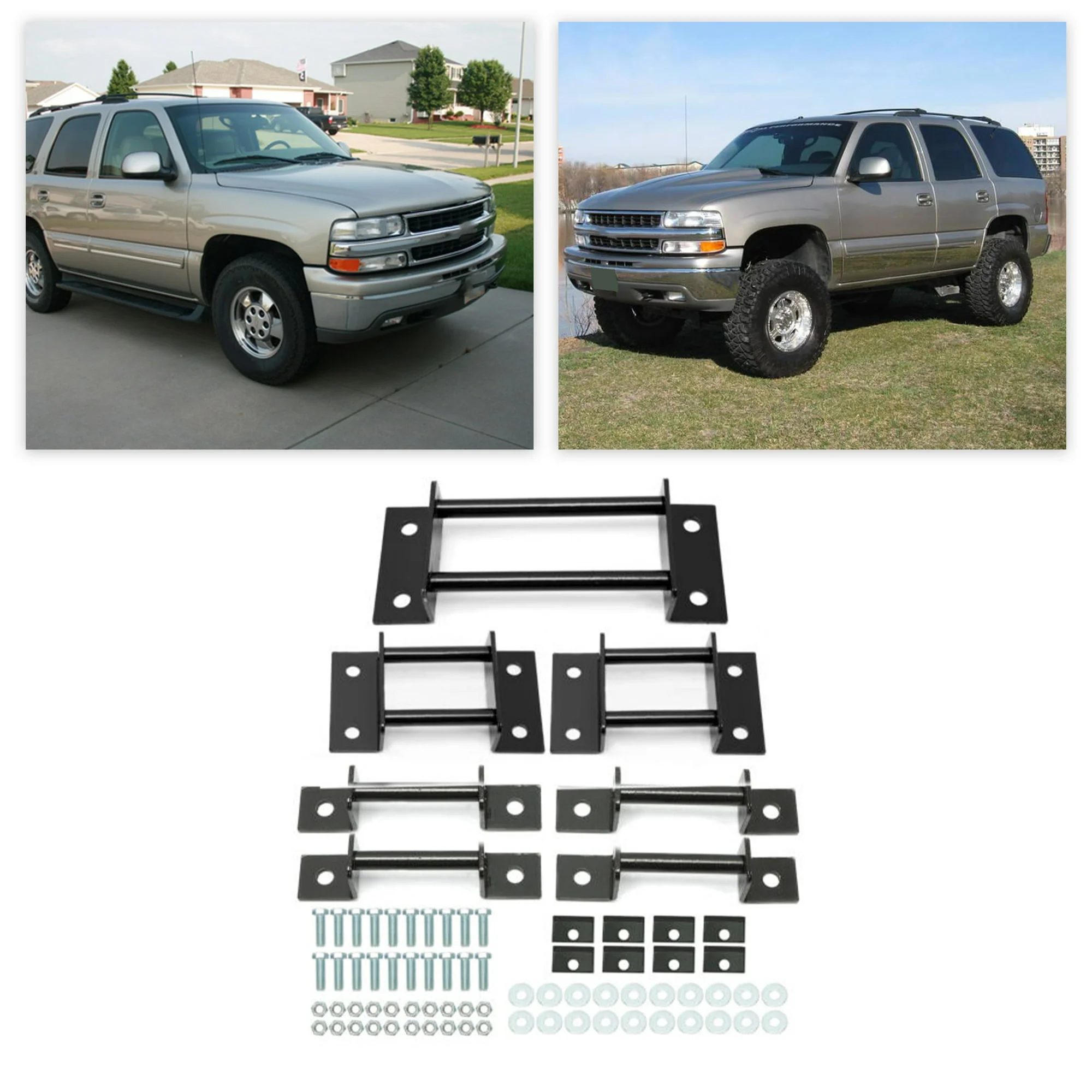 KOJEM 3rd Row Seat Brackets for 2000-2014 Chevrolet Tahoe GMC Yukon Style Split 3rd-Row Seats Black Steel with Strikers and Bolts