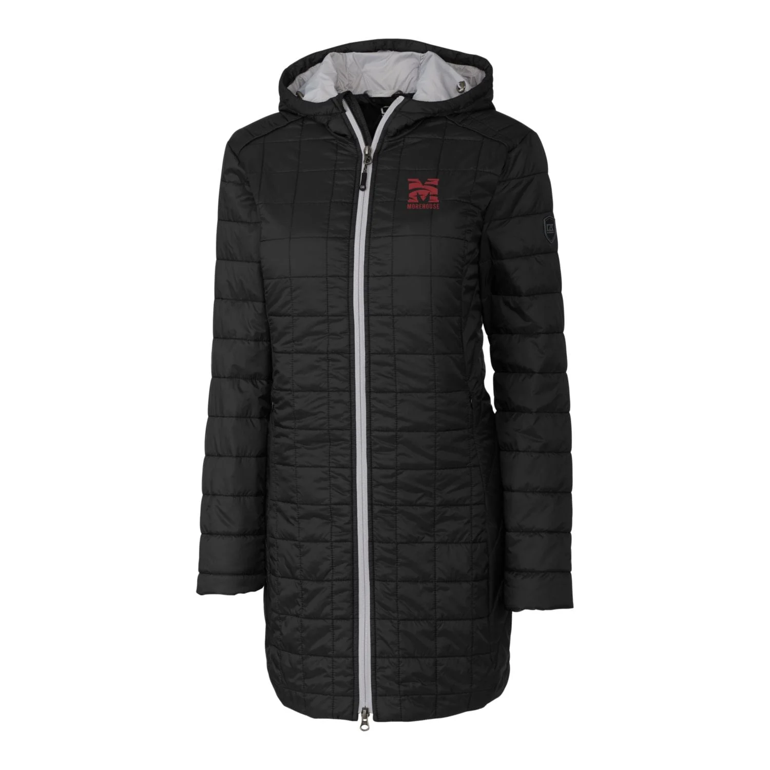Women's Cutter & Buck Black Morehouse Maroon Tigers Rainier Primaloft Eco Hooded Long Coat