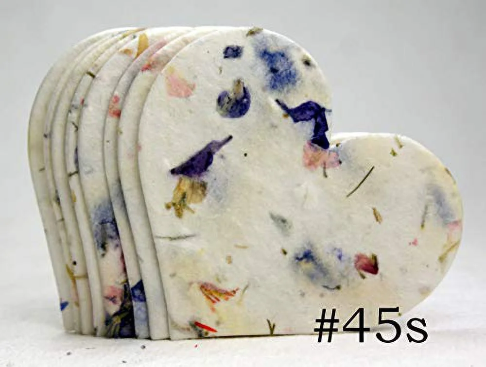 Bulk Seed Paper Large Hearts Flower Petals Set of 100 Recycled Handmade Shapes (Blue Recycled #45s)