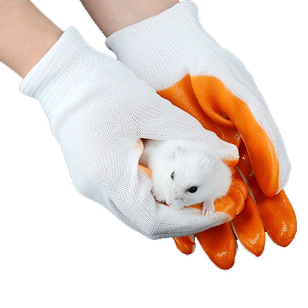 NUOLUX 1 Pair of Animals Handling Protection Gloves Thicken Anti-Bite Scratch Gardening Wild Animals Protection Gloves for Hamster Small Pet Raising Supplies (White)