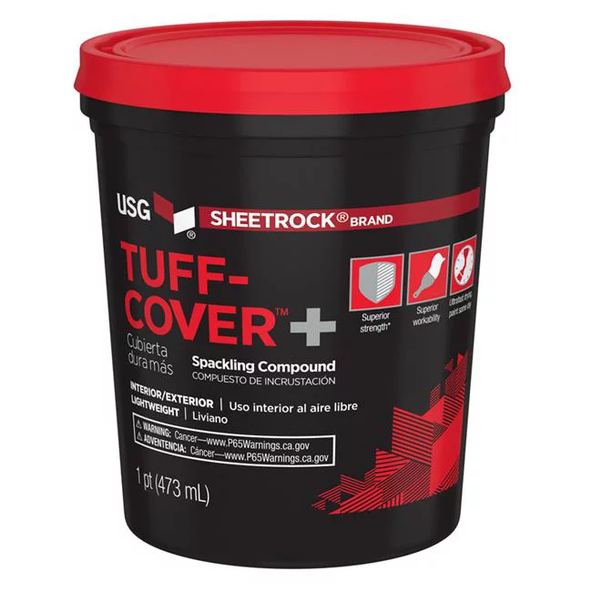 USG Sheetrock 1003250 1 Pint UTuff-Cover Plus Ready to Use White Spackling Compound - Pack of 12