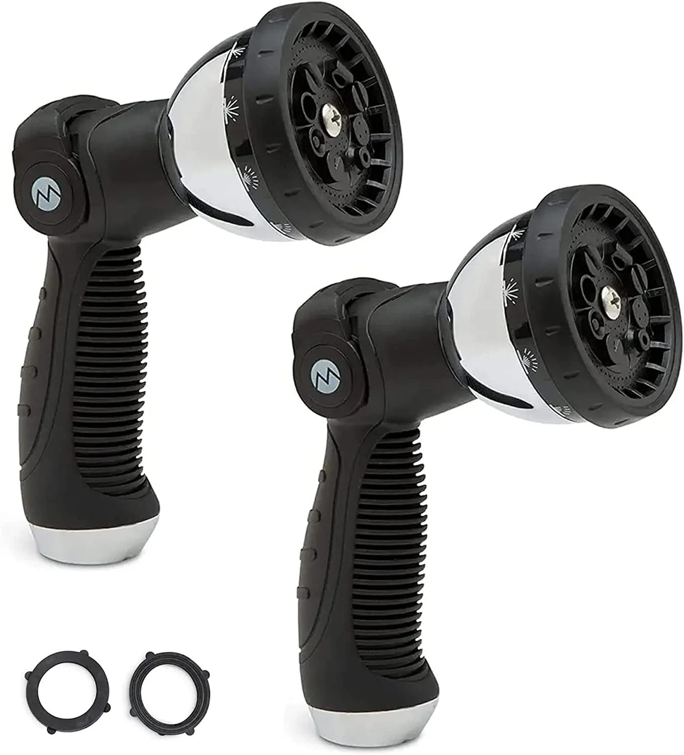 Morvat Water Metal & Rubber Hose Nozzle Sprayer with 10 Spray Patterns, 2 Pack