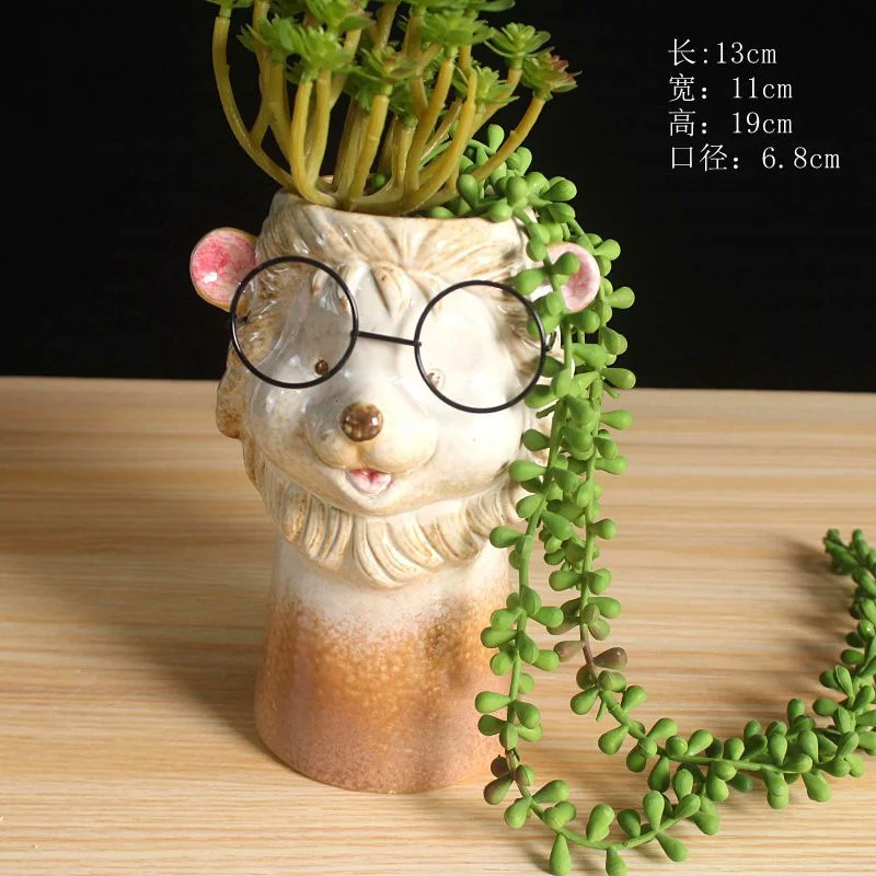 Rustic Ceramic Succulent Planter - Creative Animal Shaped Plant Pot