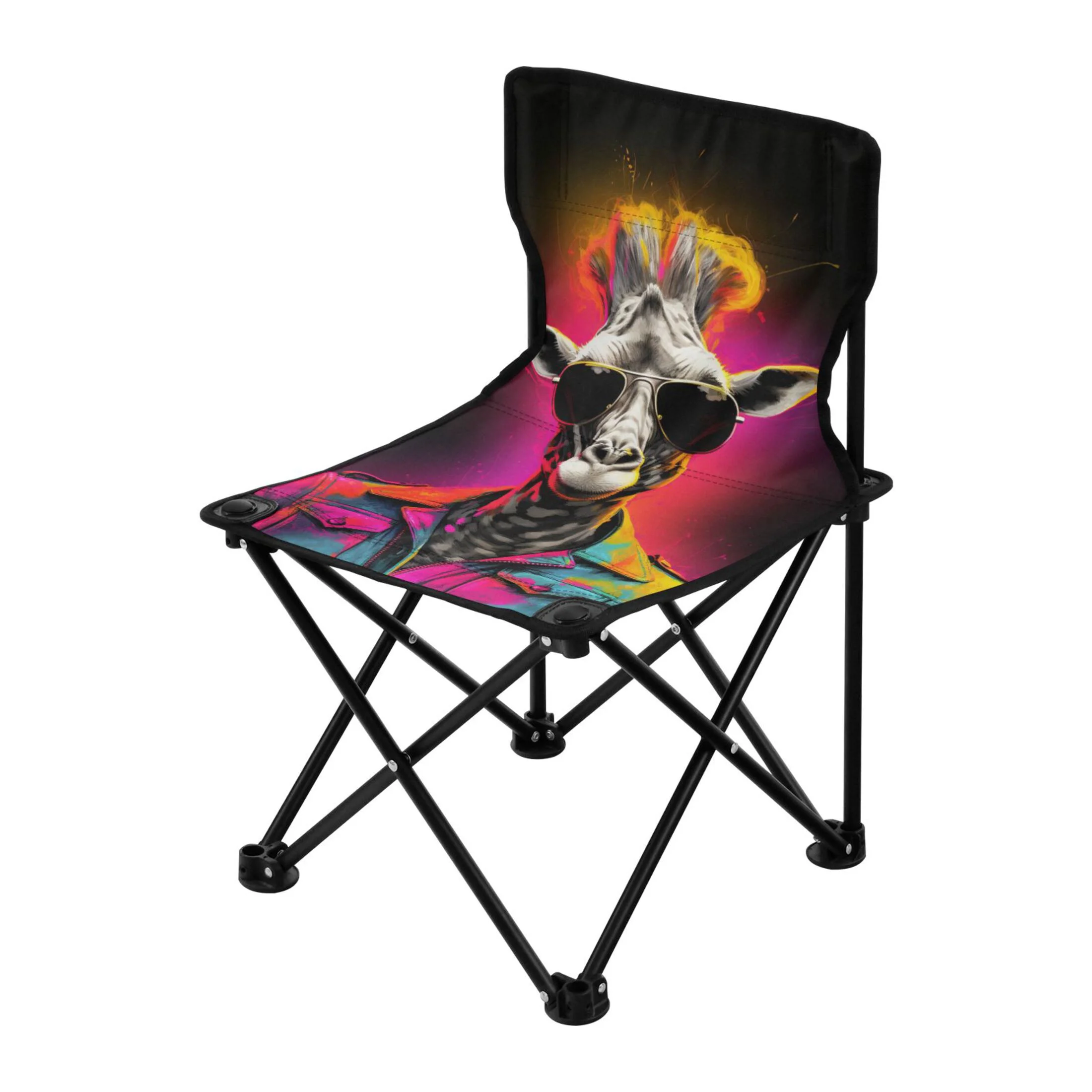 Abstract Giraffe Portable Camping Chair Outdoor Folding Beach Chair Fishing Chair Lawn Chair with Carry Bag Support to 220LBS