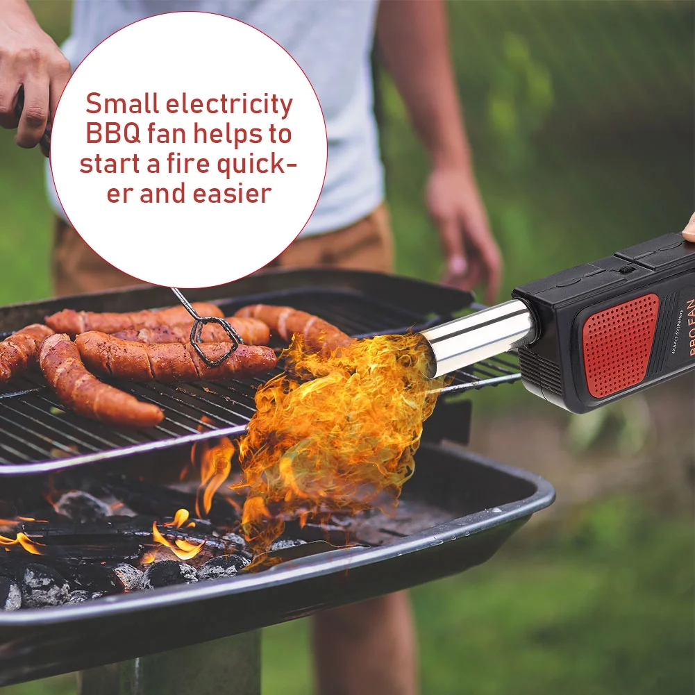 KKMOL BBQ Fan, Barbecue Fan, BBQ Air Blower, Air Blower, Grill Blower, Fire Blower, Grill Fan, Handheld BBQ Fan Black