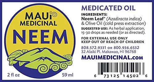 Neem Oil 2oz. Mauifarmacy Grown USA
