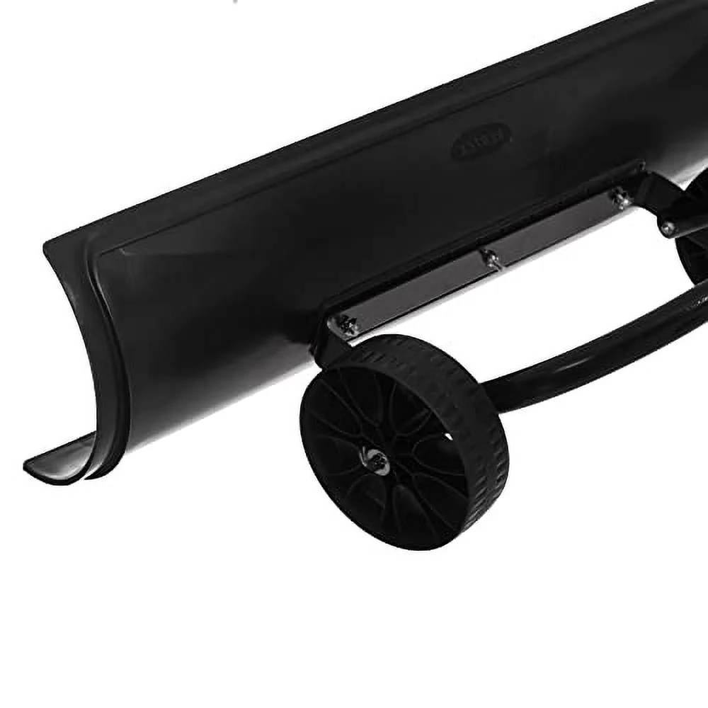 Gardenised Black Heavy Duty Snow Shovel Rolling Pusher Remover with Wheels and Wide Blades, (QI004186)