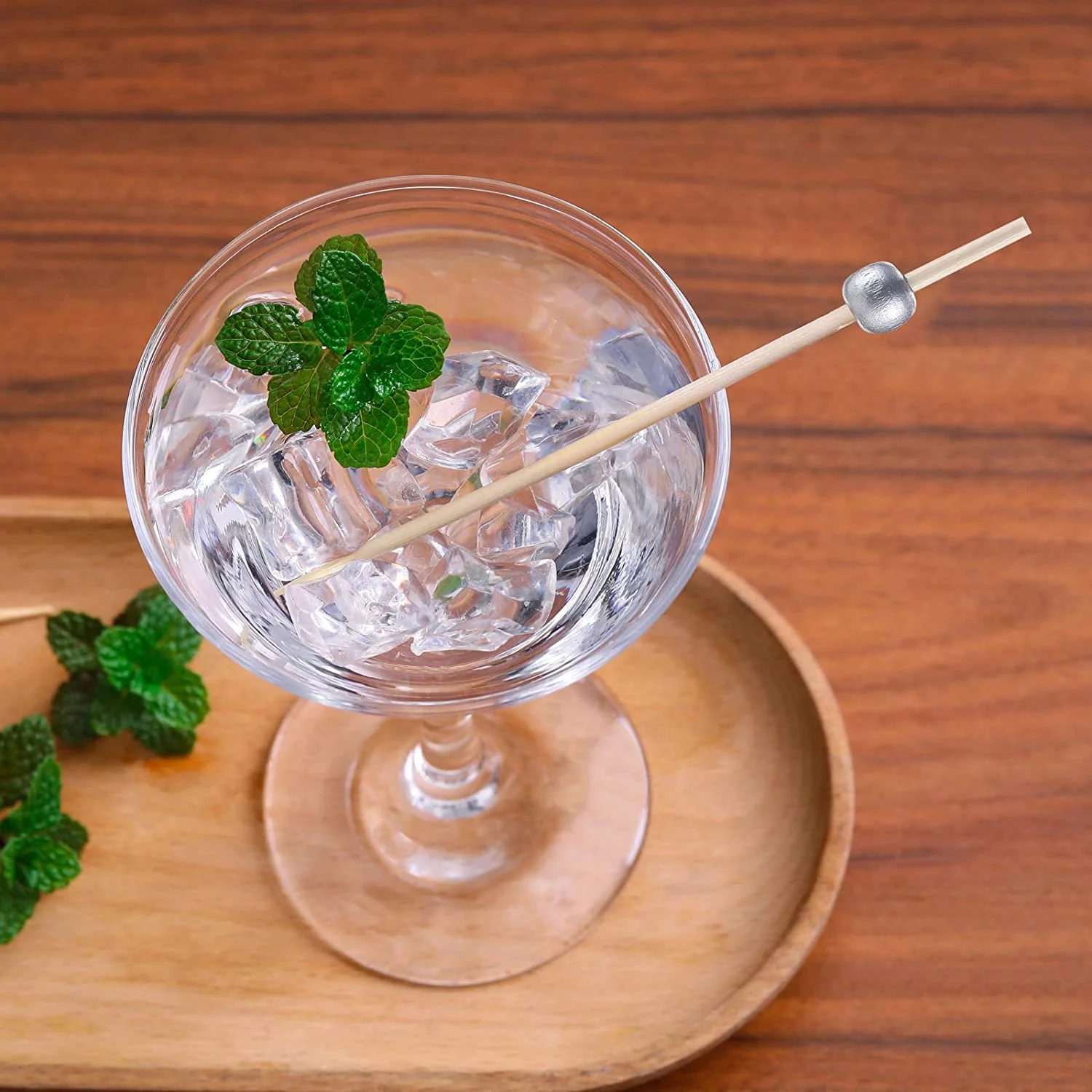 200 Pcs Cocktail Picks, 4.7 Inch Toothpicks for Appetizers, Bamboo Cocktail Sticks Skewers for Drinks, Desserts, Charcuterie, Wedding Party Fancy Toothpicks, Silver Pearl Mini Food Picks Decorative