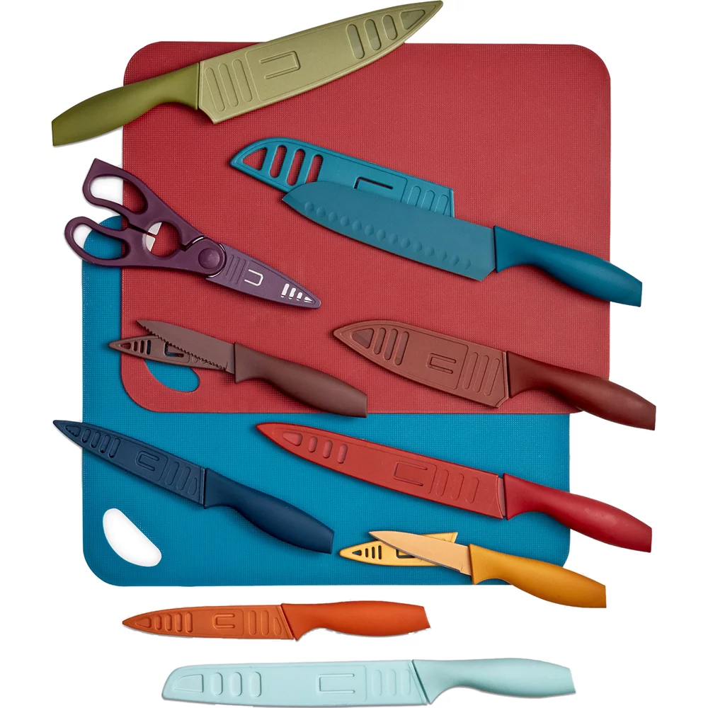 Tools of the Trade 22 Piece Cutlery Set with Knives, Shears, Sheaths, and Cutting Mats