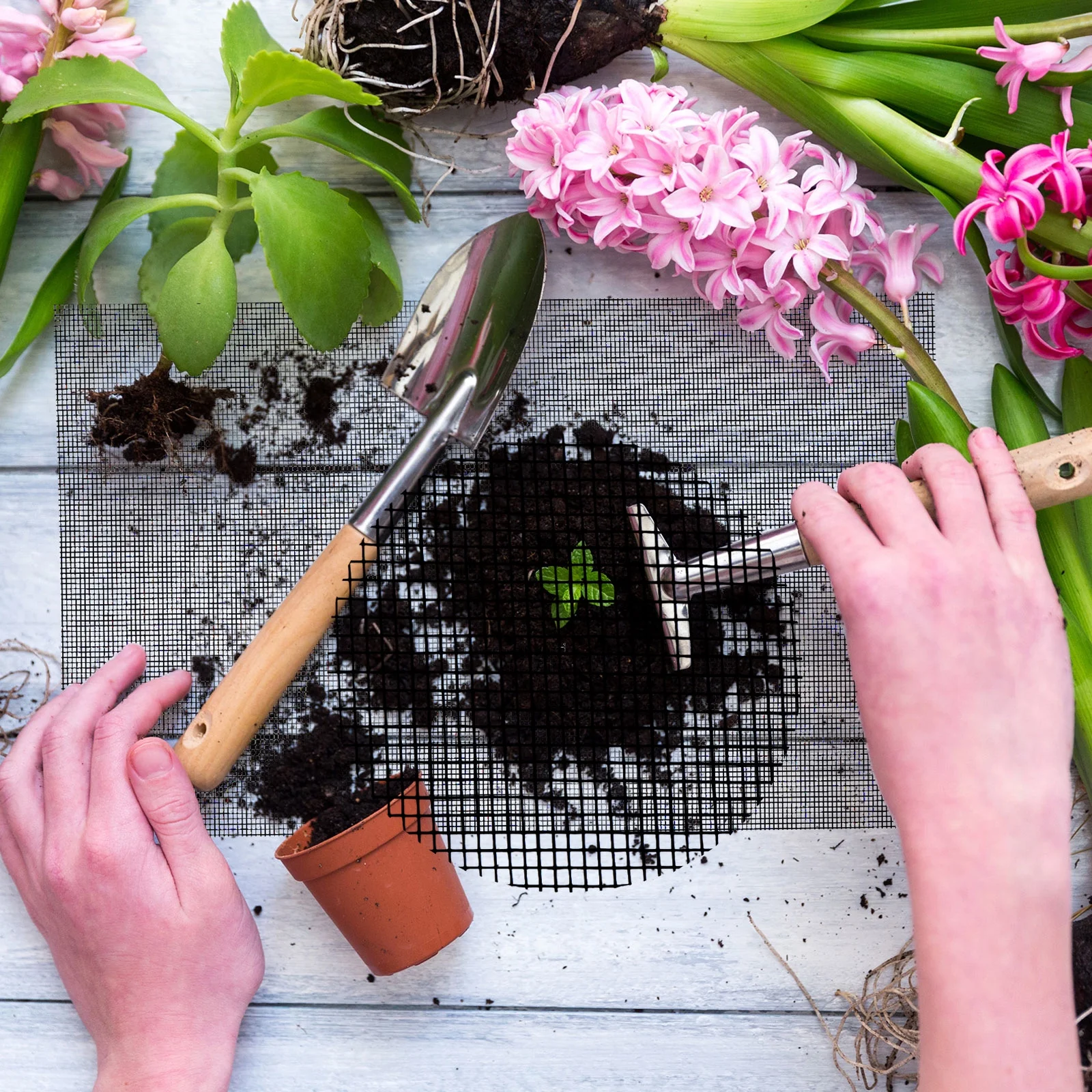 Uxcell Flower Pot Hole Mesh Pad, 50 Pack 2 Inch Bonsai Plant Bottom Round Mat, Black