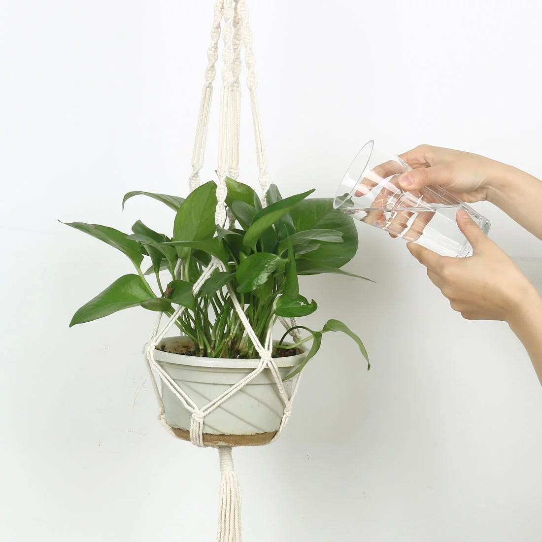 Macrame Plant Hanger Holder Wall-mounted Rope Hanging 39.4 Inch Length 2 Pcs