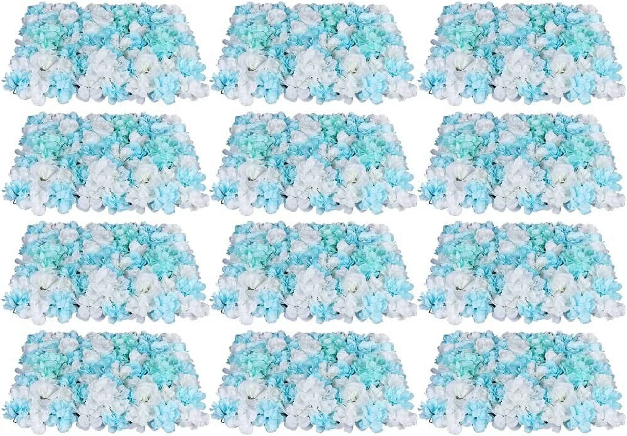 FETCOI 12 Pcs Artificial Flower Wall Panels 60x40cm 3D Flower Background for Wall, Wedding Flower Decorations Wall Silk Rose Panels for Photo Areas, Stage Background Wall