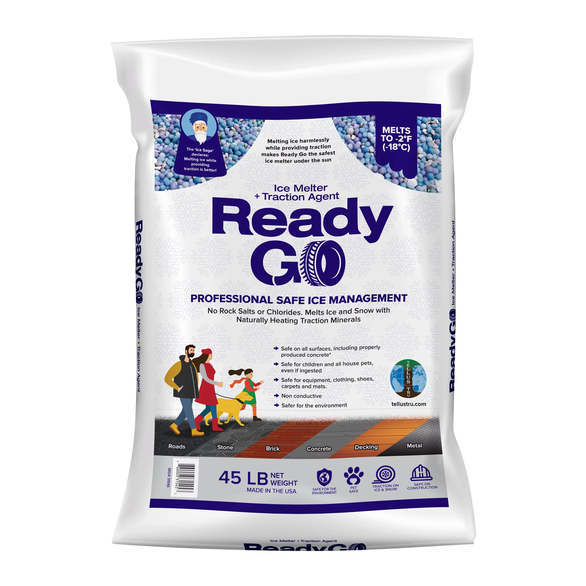 Ready Go Ice Melter 31546 35 lbs Traction Minerals to Melt Ice & Snow