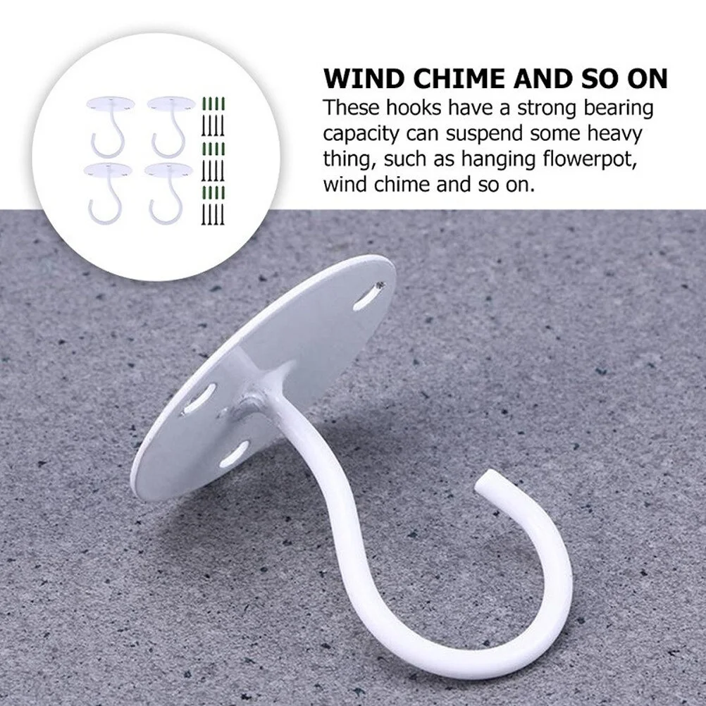 Ceiling Hook Metal Plant Bracket Hooks Heavy Duty Wall Hanger Iron Light 3 Pcs White