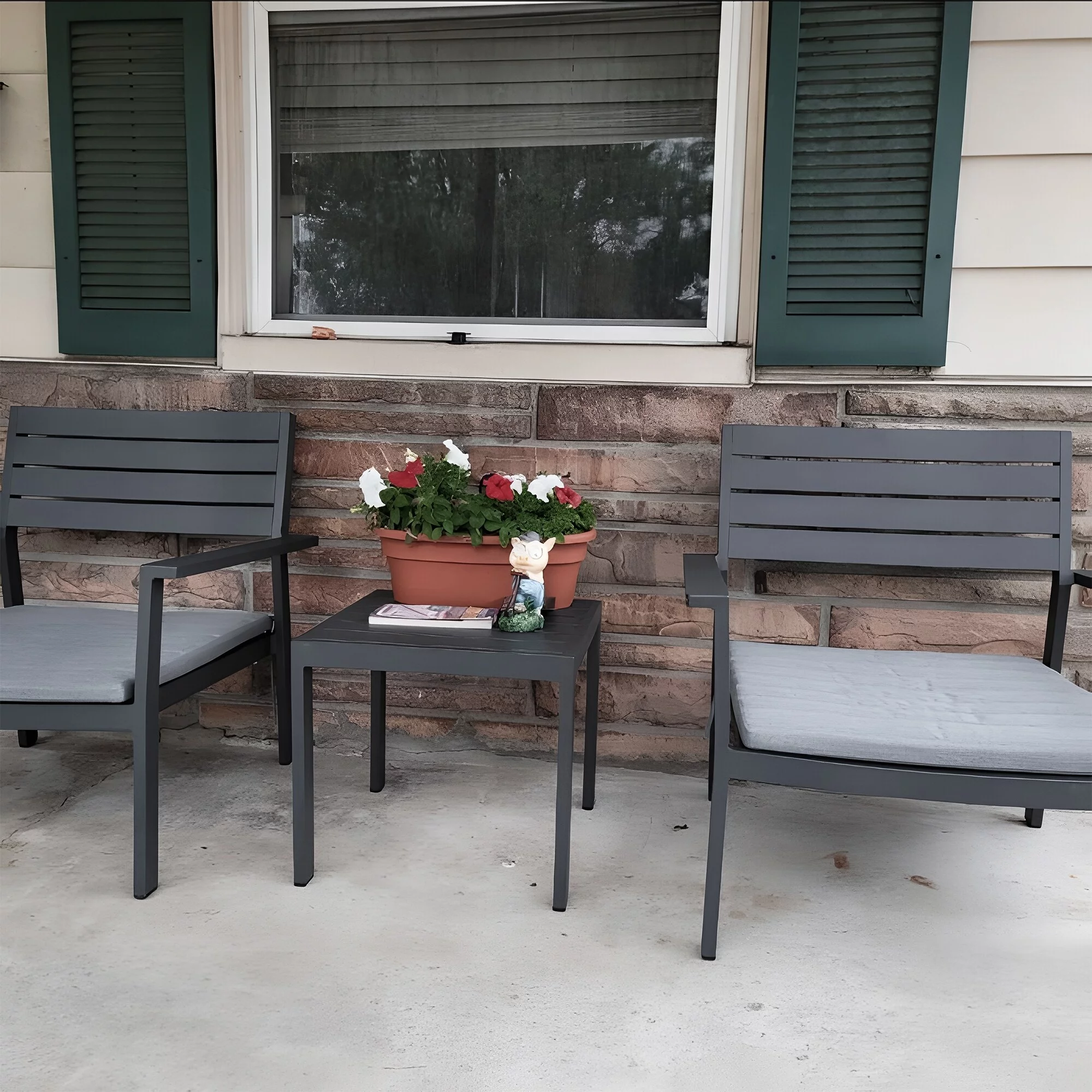 Master 3PCS Cast Aluminium Table Chairs Bistro Set Cushioned Seat Outdoor Furniture