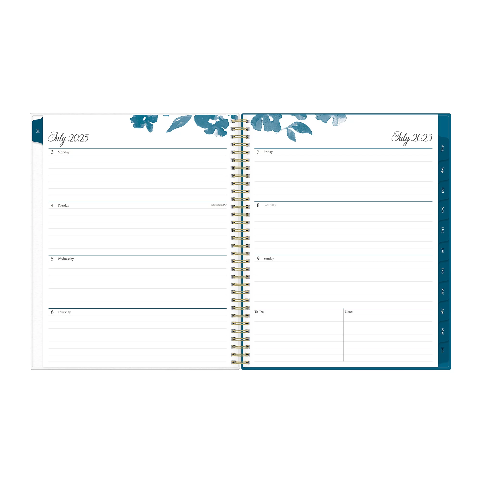 2023-2024 Weekly Monthly Planner, 8.5x11, Blue Sky, Bakah Blue