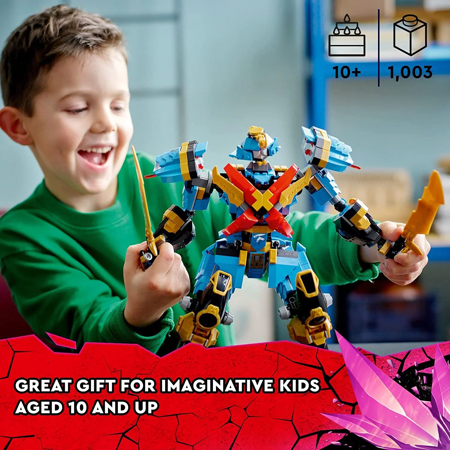 YOUB NINJAGO Nya's Samurai X MECH Action Figure, 71775 Robot Ninja Toy with Golden Jay Plus 7 Minifigures