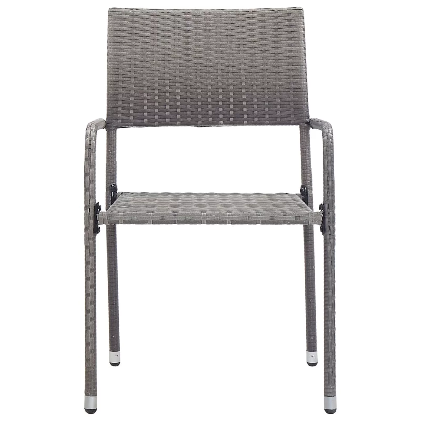 Carevas Patio Dining Chairs 2 pcs Poly Rattan Gray