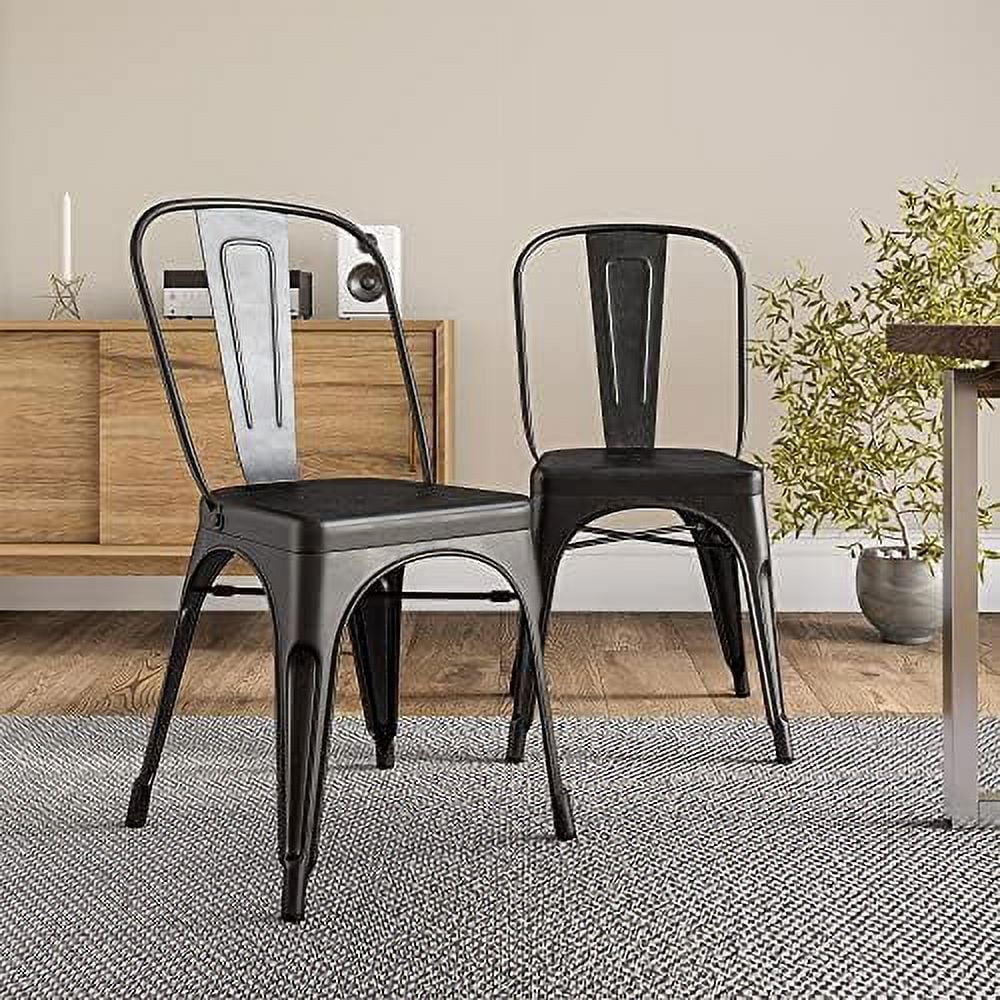 SQVGYU Metal Dining Chairs Set of 4  Stackable Metal Chairs Industrial Vintage Farmhouse Chairs with Detachable Backrest  Weather Resistant Tolix Chair for Indoor Outdoor - Alexander (Red