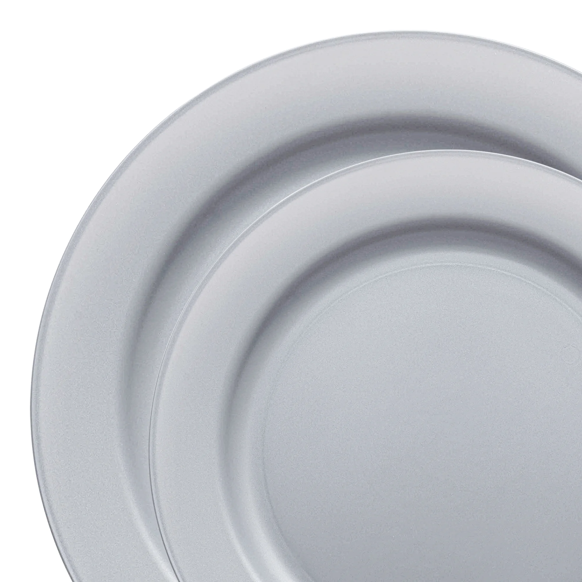 Smarty Matte Steel Gray Round Disposable Plastic Dinnerware Value Set, 240 ct
