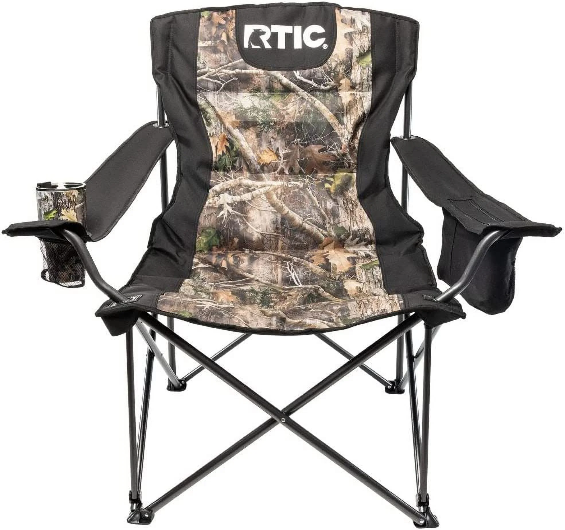 Big Bear Chair, Black/Camo, Portable Outdoor Camping Chair with Arm Rest, Folds Quickly for Easy Storage, 400lb Max Weight Capacity