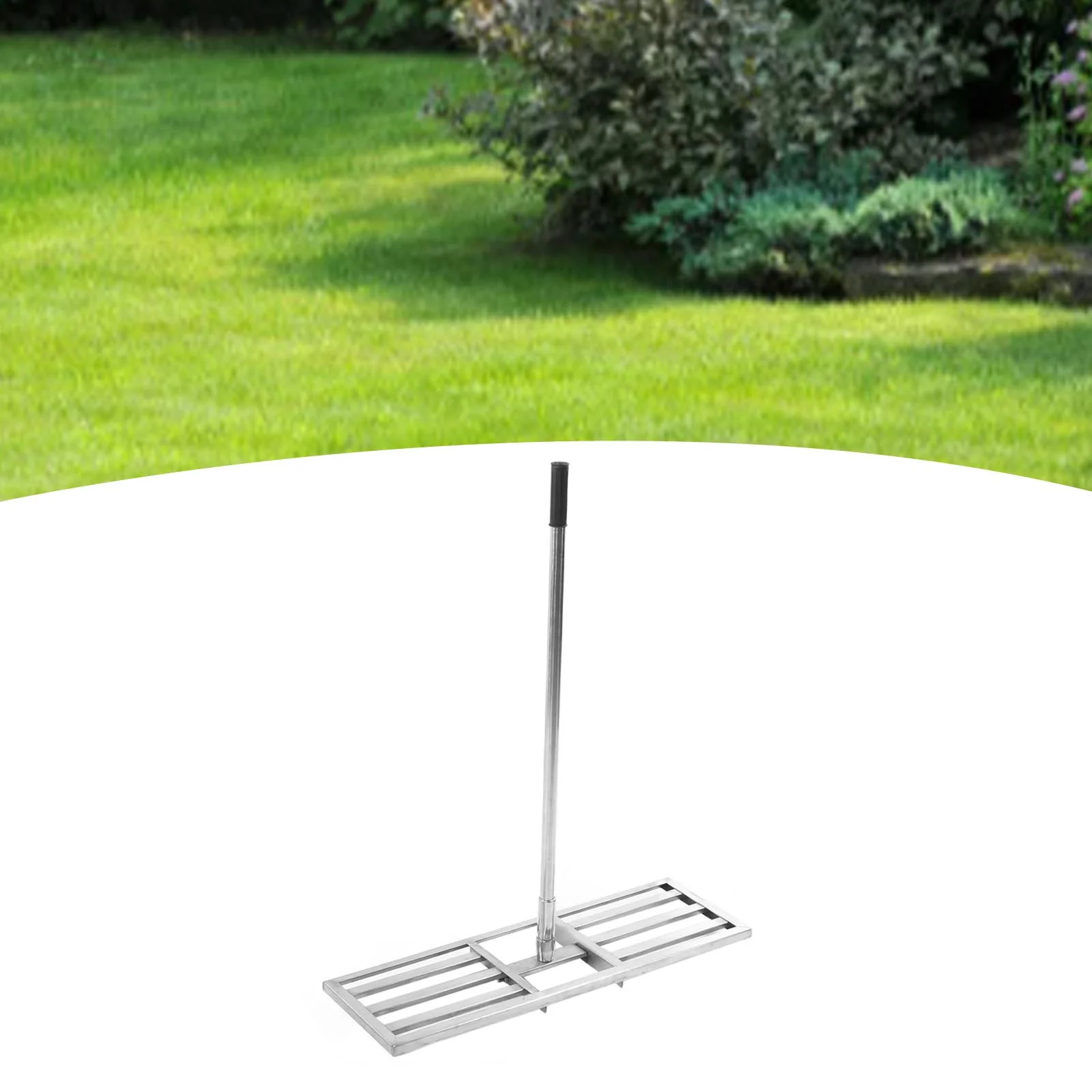 Bummin Lawn Leveling Rake Stainless Steel Telescopic Long Handle Lawn Leveler Garden Grass Leveling Tool
