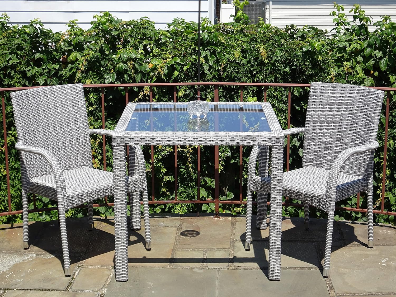 QYFZBIM Patio Outdoor  Armchairs Garden Wicker  Gray