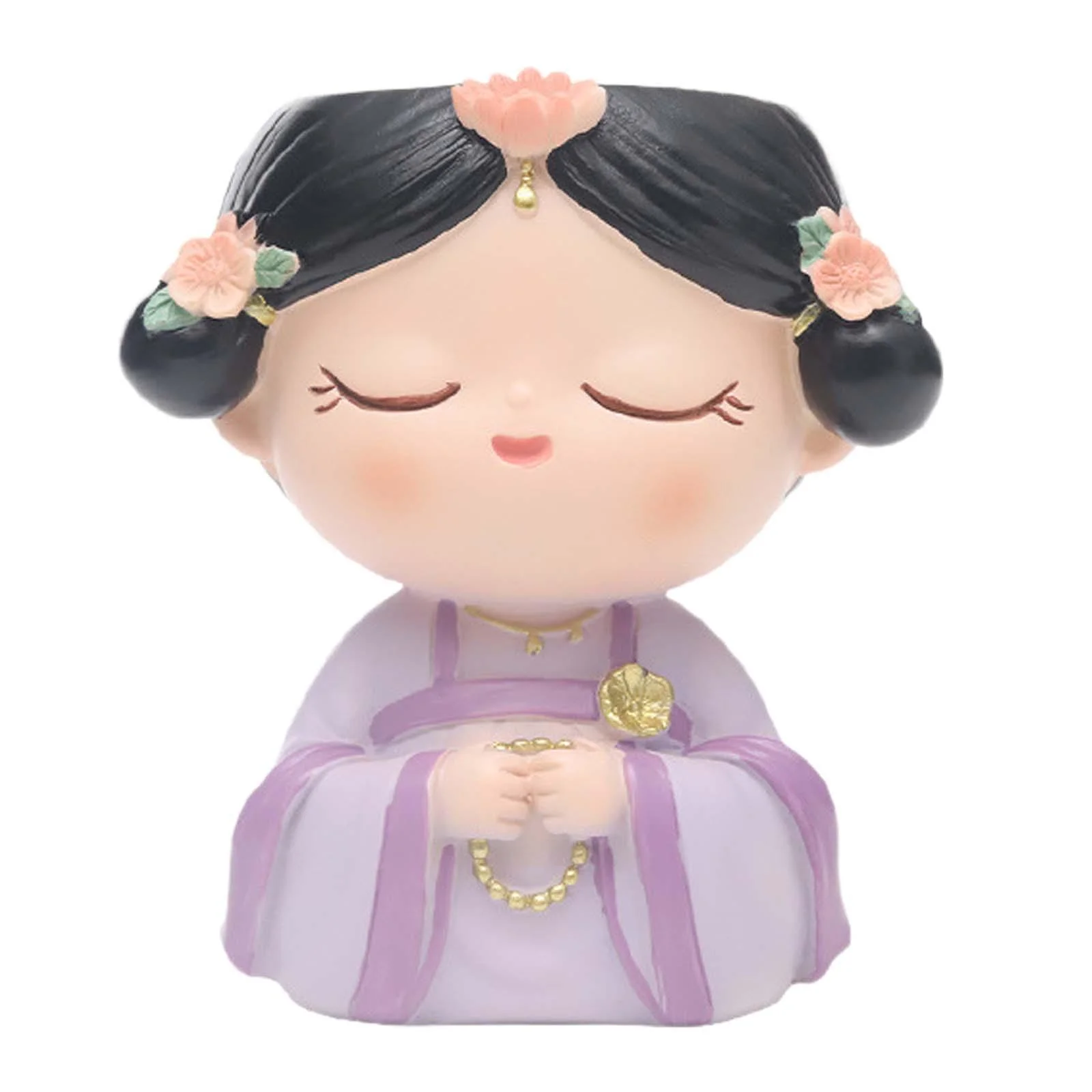 Colaxi Head Planter Girl Figurine Decorative Cute Plant Pot for Indoor Outdoor Yard violet