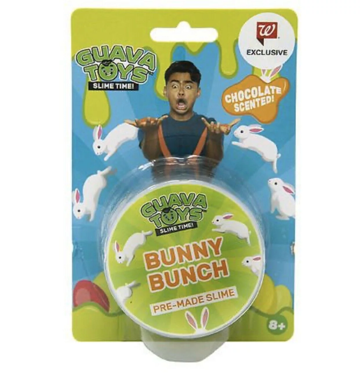 Guava Toys Slime Time! Bunny Bunch Pre Made Chocolate-Scented Slime, Get Slimey!, 3 Ounces