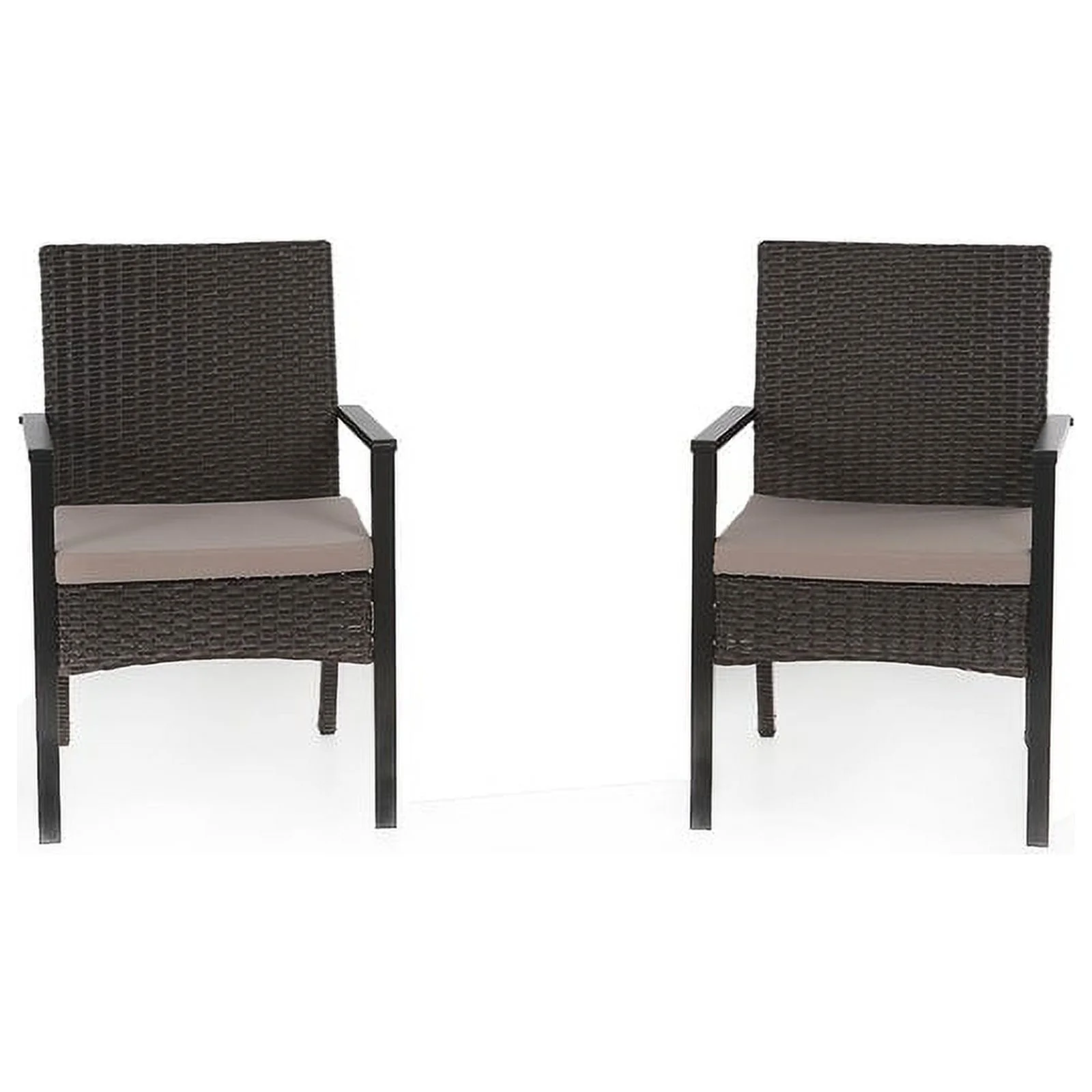 Patio 5-Piece Dining Set, 1 Umbrella Hole Metal Table and 4 Rattan Chairs +Metal Armrest Chair