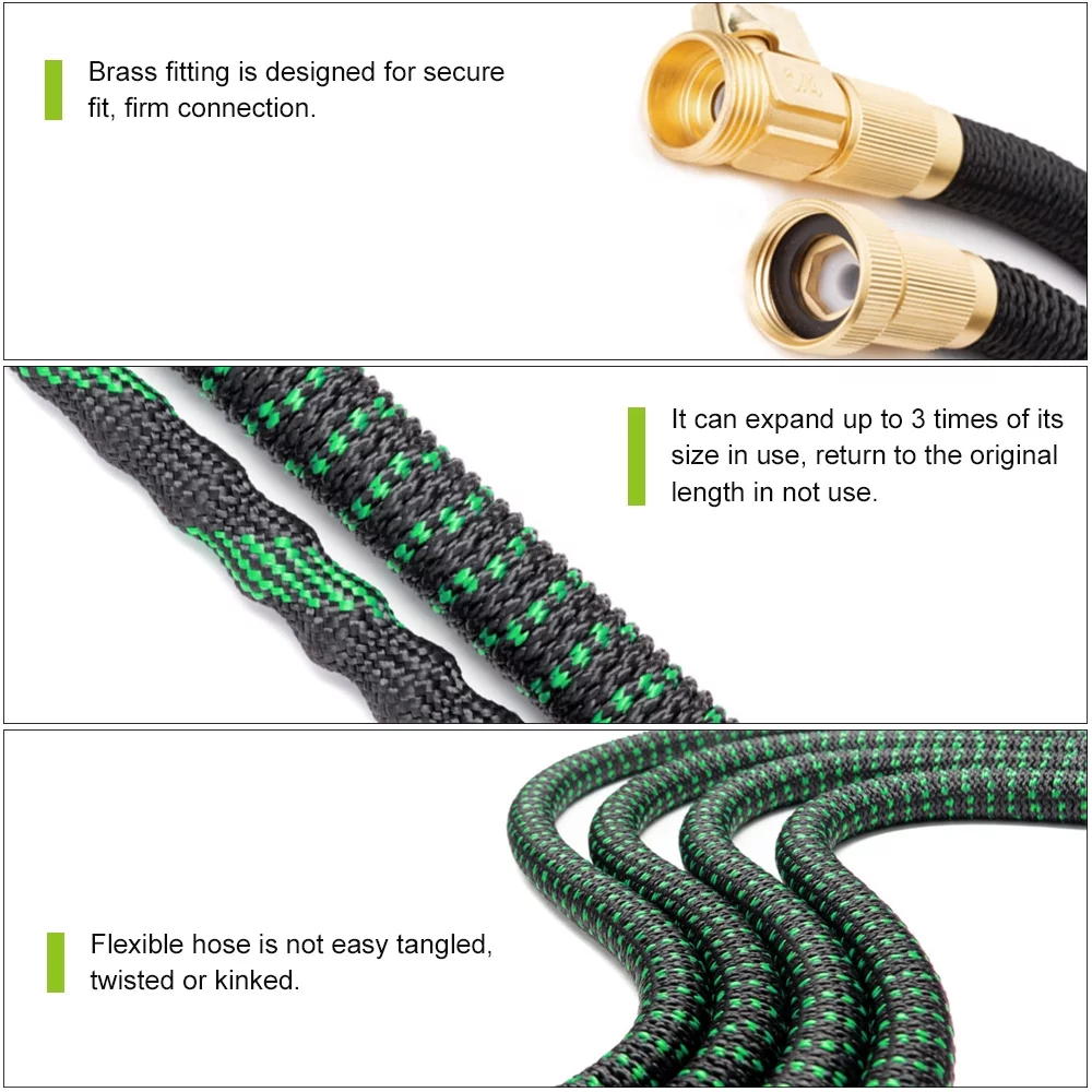 Expandable Hose,With 3/4 Inch Siuke 9 Function Nozzle Function Nozzle Water 100ft With 9 3/4 Inch And Water With 3/4 With 9 Function Inch And Core Nozzle Water With Havou