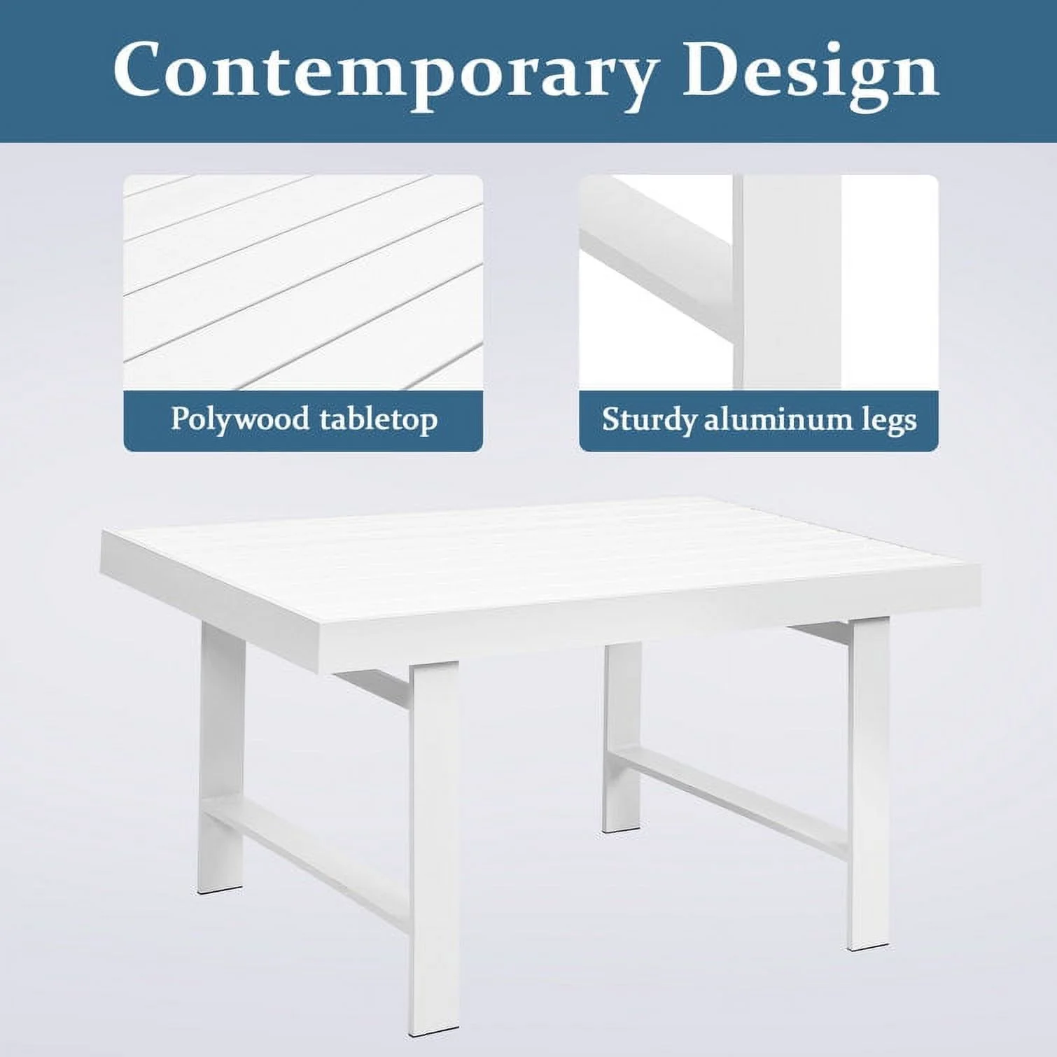 CozyHom 5pcs Aluminum Sofa Furniture Sets, Modern Metal Sectional Conversation Sofa Chairs Sets Patio Sofa Seating Group With Cushions, White