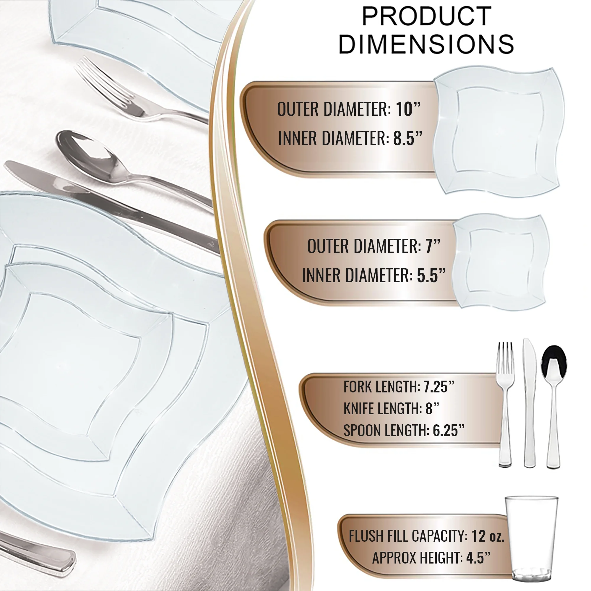 Smarty Clear Wave Plastic Wedding Value Set (60 Guests)