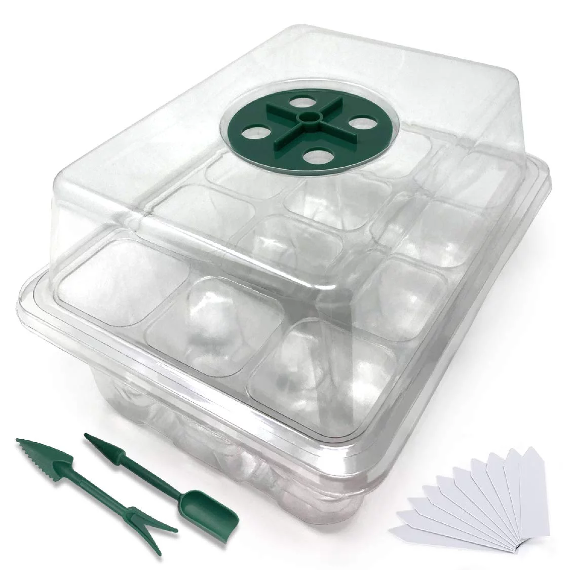 Pratico Outdoors 12 Cell Clear Plastic Seed Starter Tray Kit, 5 Pack