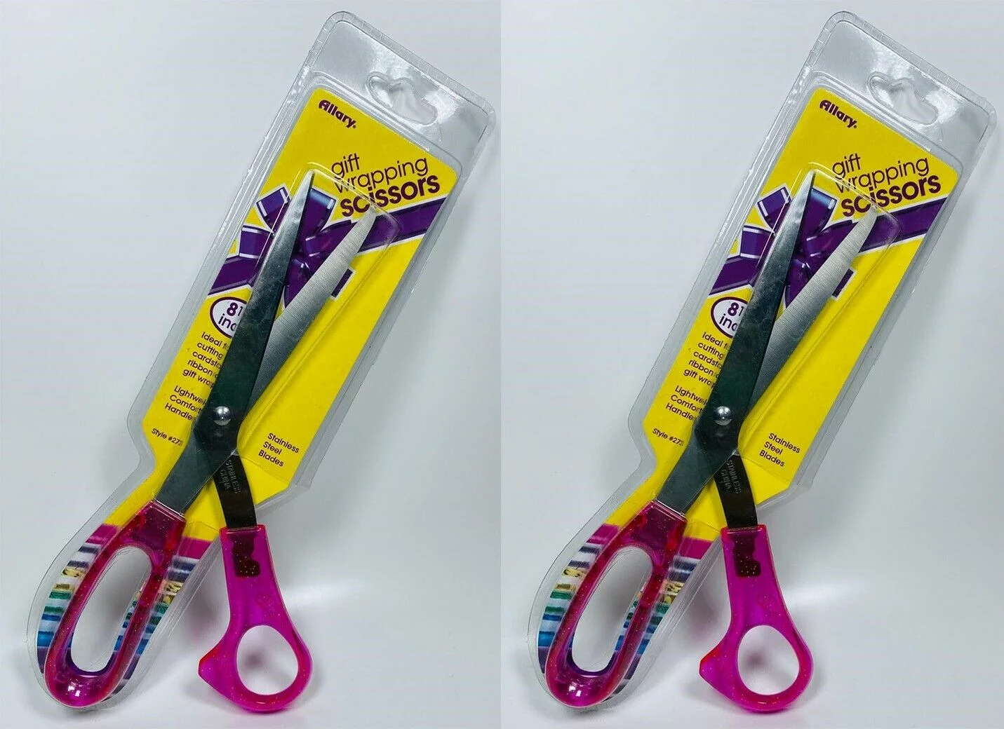 Lot of 2 Allary Scissors 8.5 Inch Lightweight Comfortable Handle PINK