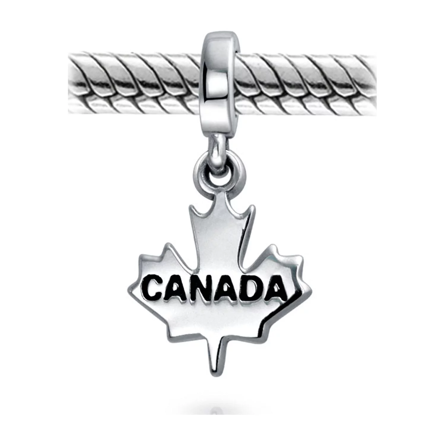 Bling Jewelry Canadian Travel Dangle Canada Maple Leaf Bead Charm Sterling Silver