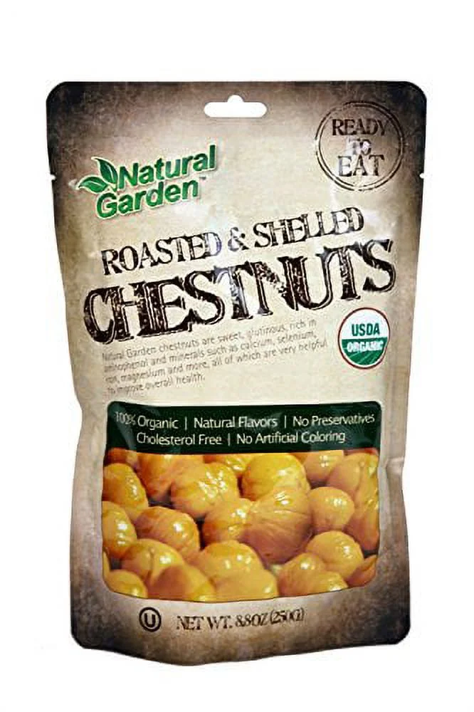Natural Garden 100% Organic Roasted & Shelled Chestnut Blend, Large, 8.8 Ounce (Pack of 6)