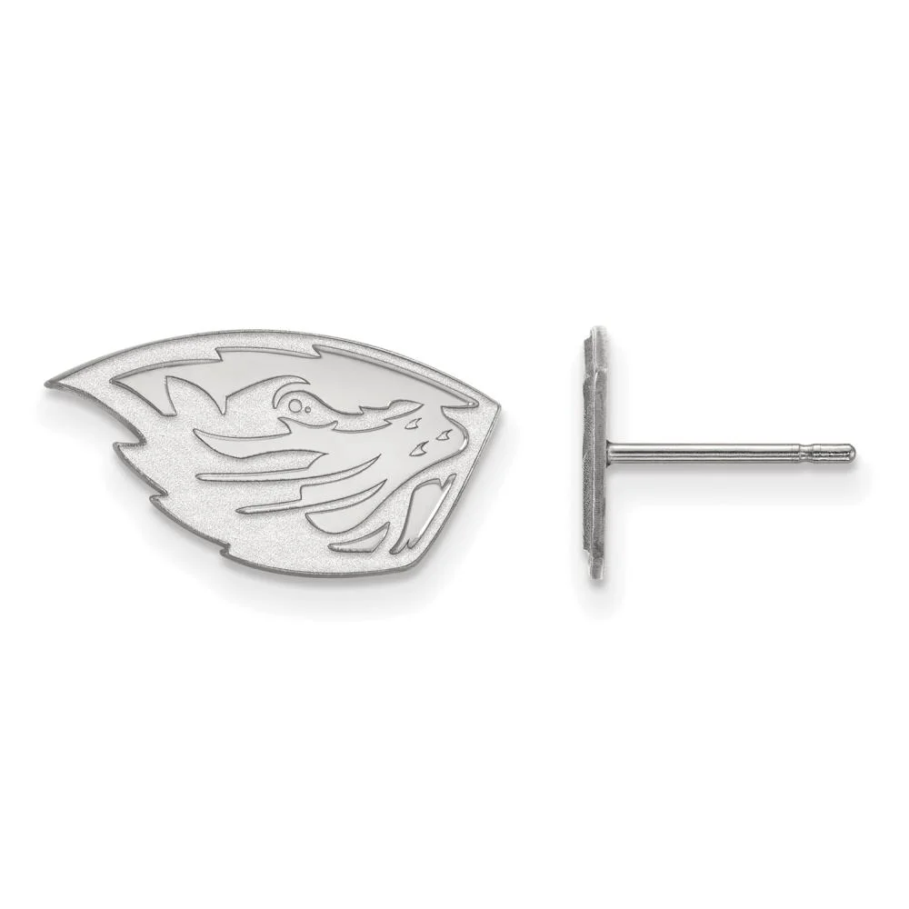 Oregon State Extra Small (3/8 Inch) Post Earrings (14k White Gold)