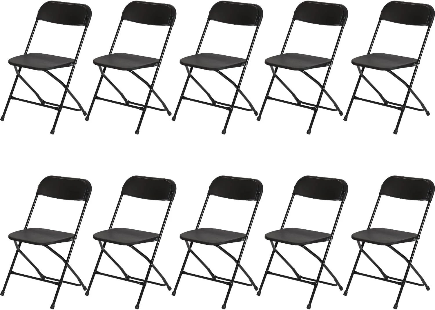 CLKHGFAR 10 Pack Black Plastic   Indoor Outdoor Commercial Foldable Chairs with Steel Frame for Office Home Party Wedding Kitchen Dining  300LB Weight Limit