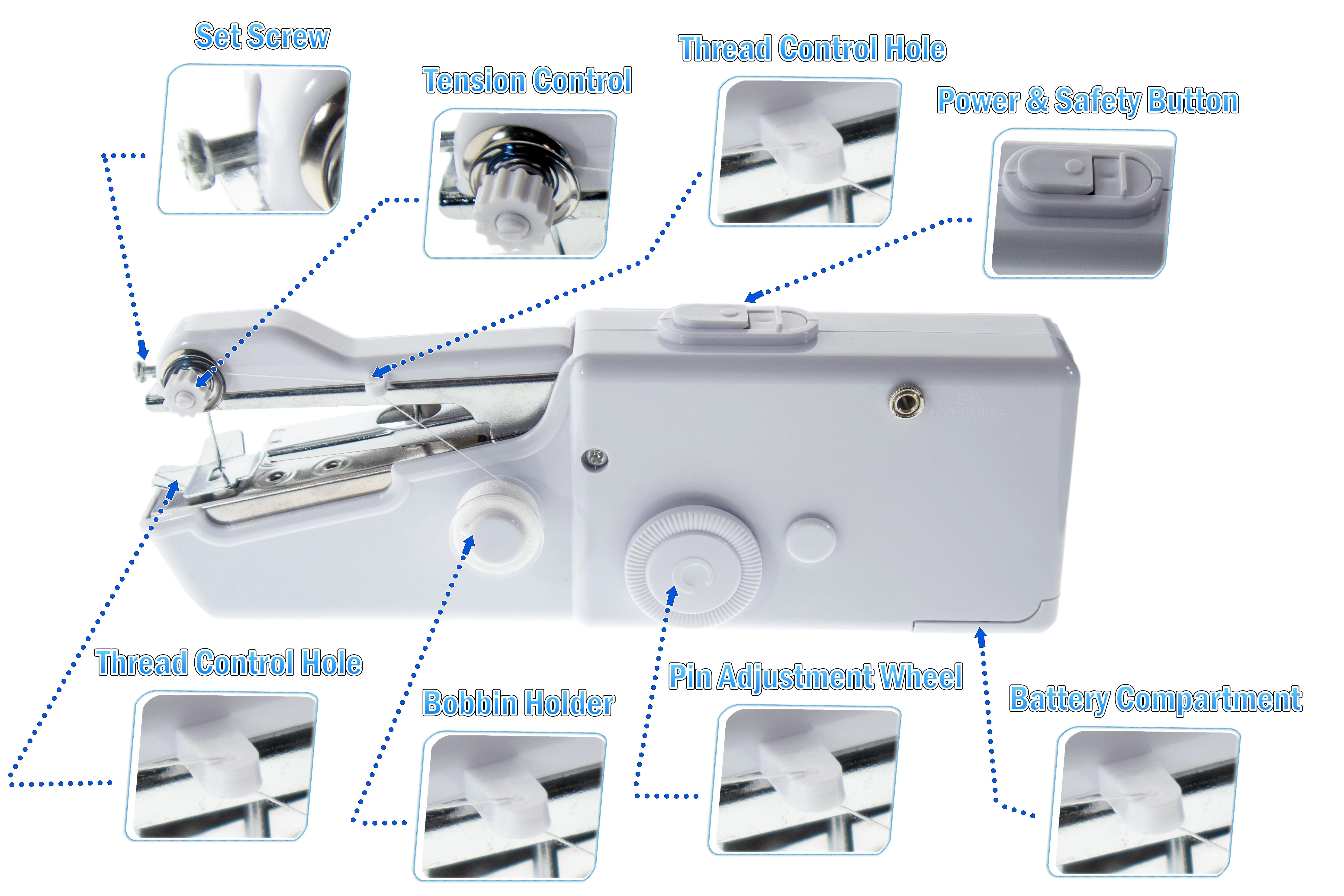 Portable Hand Held Sewing Machine - Stitch Sew For Quick Handy Household Cordless - Handheld Electric Sewing Machine
