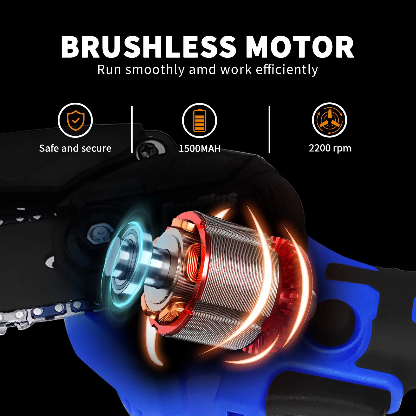 Dayplus Brushless Mini One-Hand Saw Woodworking Electric Chain Saw Wood Cutter 6 INCH