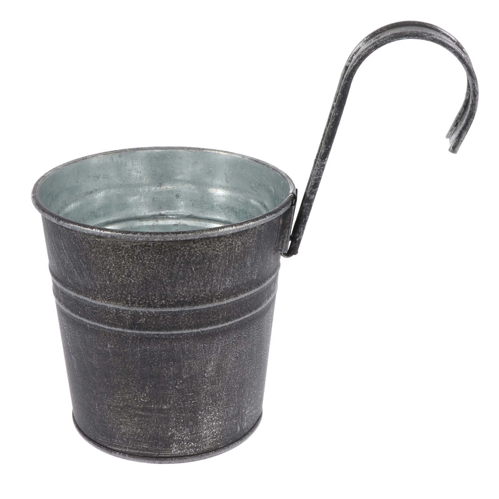 Old Tin Flower Bucket Iron Hanging Plant Hook Container Railing Planter Saucers for Outdoors