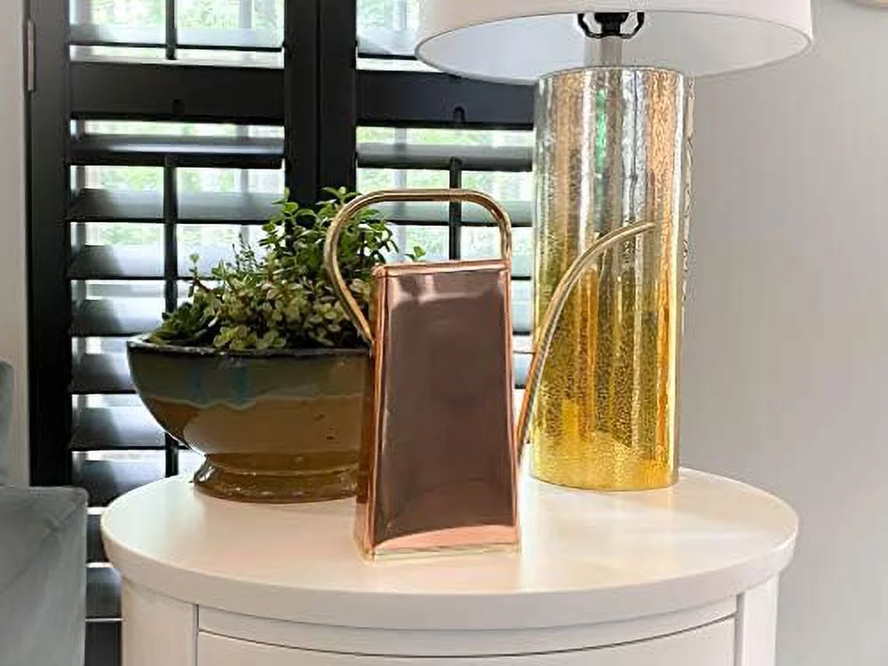 Copper Watering Can, 100% Copper With Brass Handle And Spout, Traditional Metal Water Can, 2.5 Pint