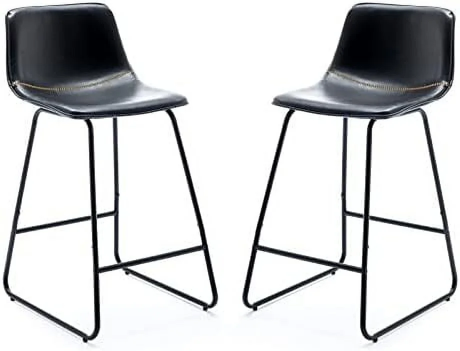 LNSETGC Urban Armless  Chairs  Modern Industrial Faux Leather Dining Chairs  Barstools with Backs Quilting Tall Stool for Kitchen Counter Home and Restaurants Indoor Outdoor 30" Whisk