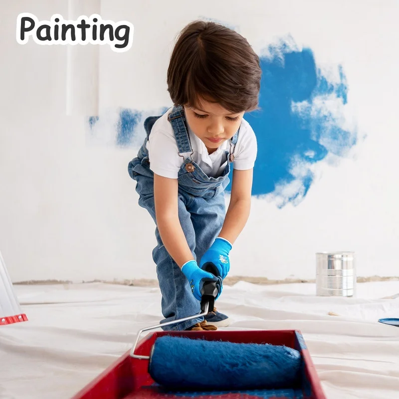 KAYGO Kids Gardening Gloves 4 Pairs - Polyester Seemless Knitted with Latex Sandy Finish Coating, KGKID100, Ideal for Kids Gardening, DIY,Light Duty Works, and Outdoor Activities (Blue&Red,2XS )