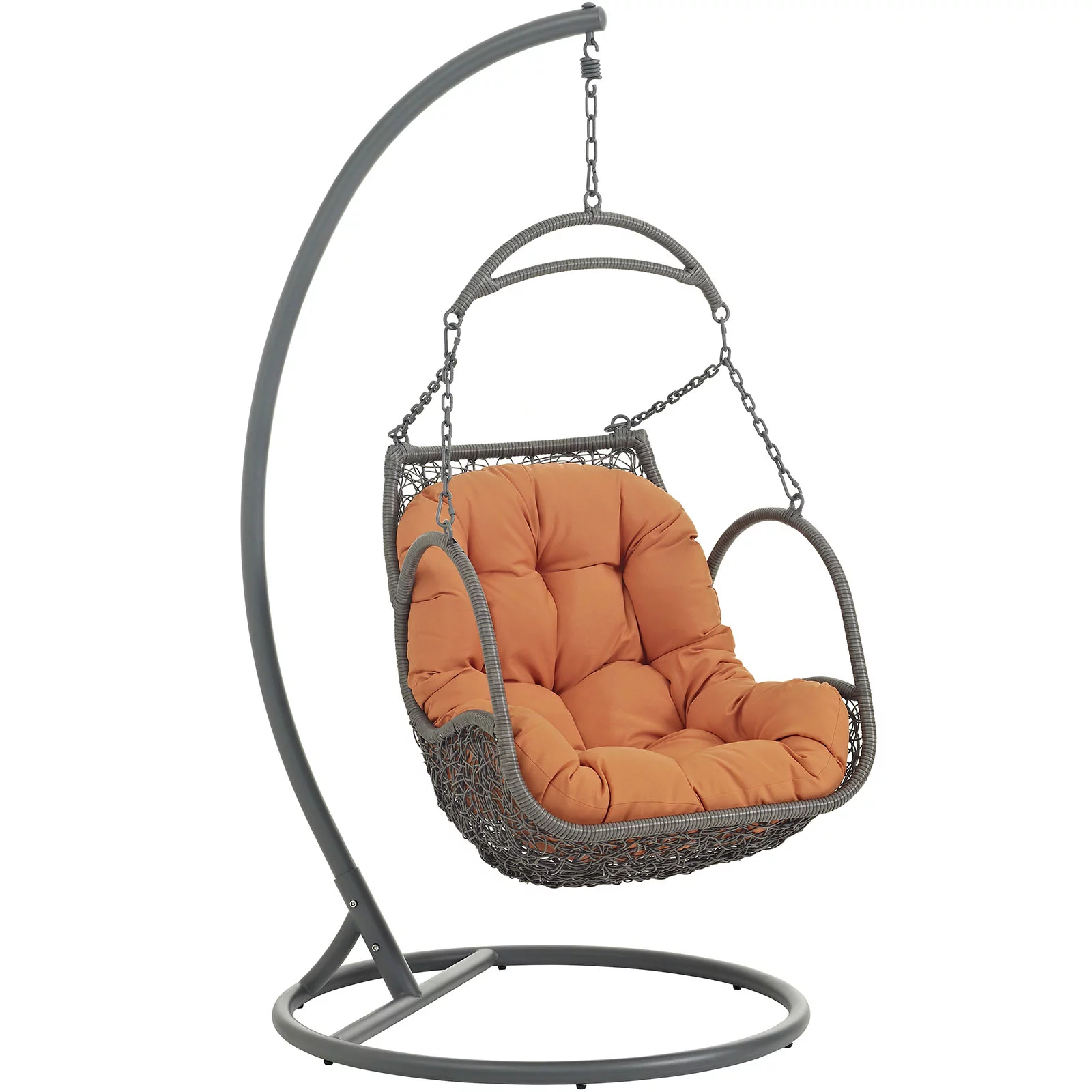 Modway Arbor Outdoor Patio Wood Swing Chair in Orange