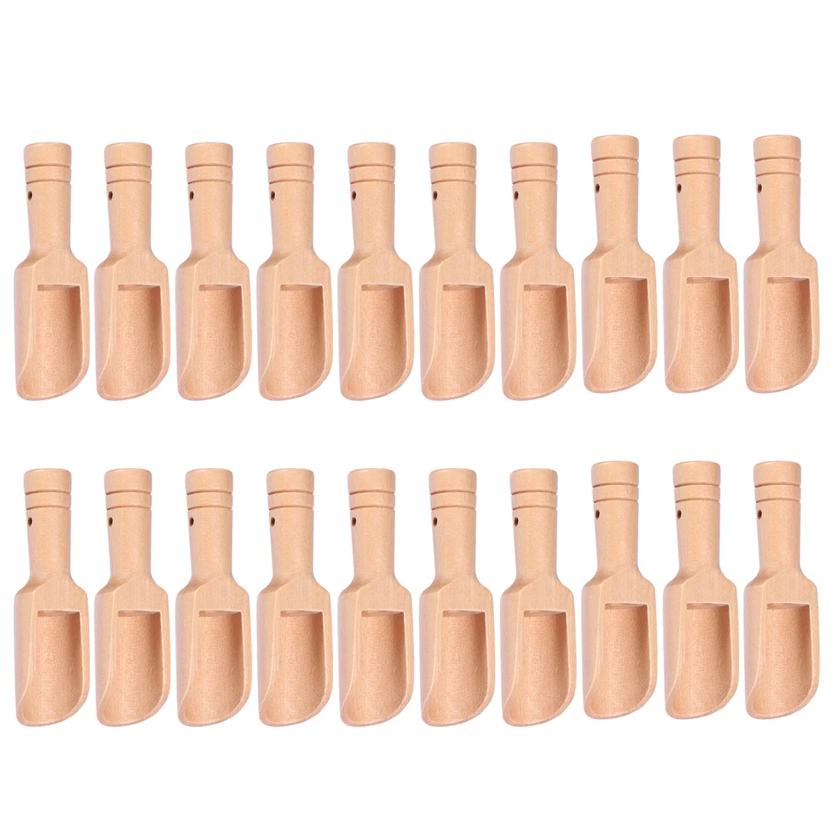 20pcs Small Salt Shovels Round Handle Scoop Wood Teaspoon Milk Powder Scoops